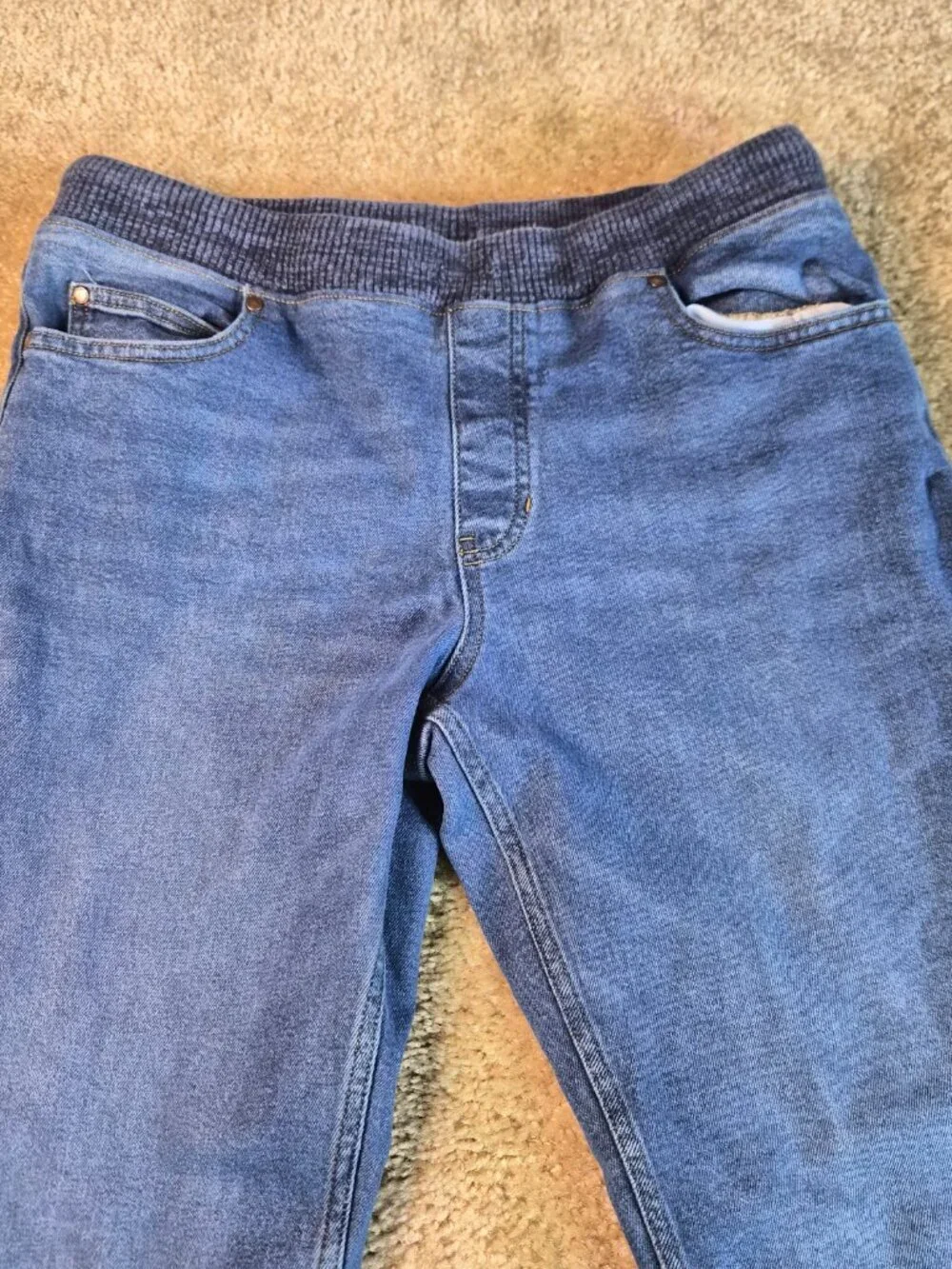 Lands End Boys XL 14H / 16H Blue Jeans Lined Pant Winter Cold Weather Fall G026
